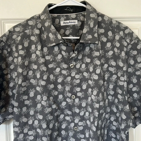 Tommy Bahama Positano Pineapple button-down shirt size XL gray short sleeve - Picture 4 of 7